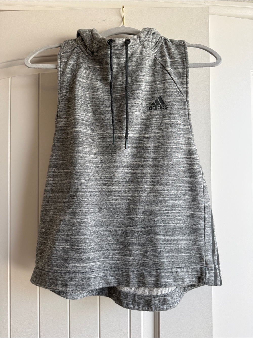 adidas Gray Sleeveless Hooded Athletic Top
